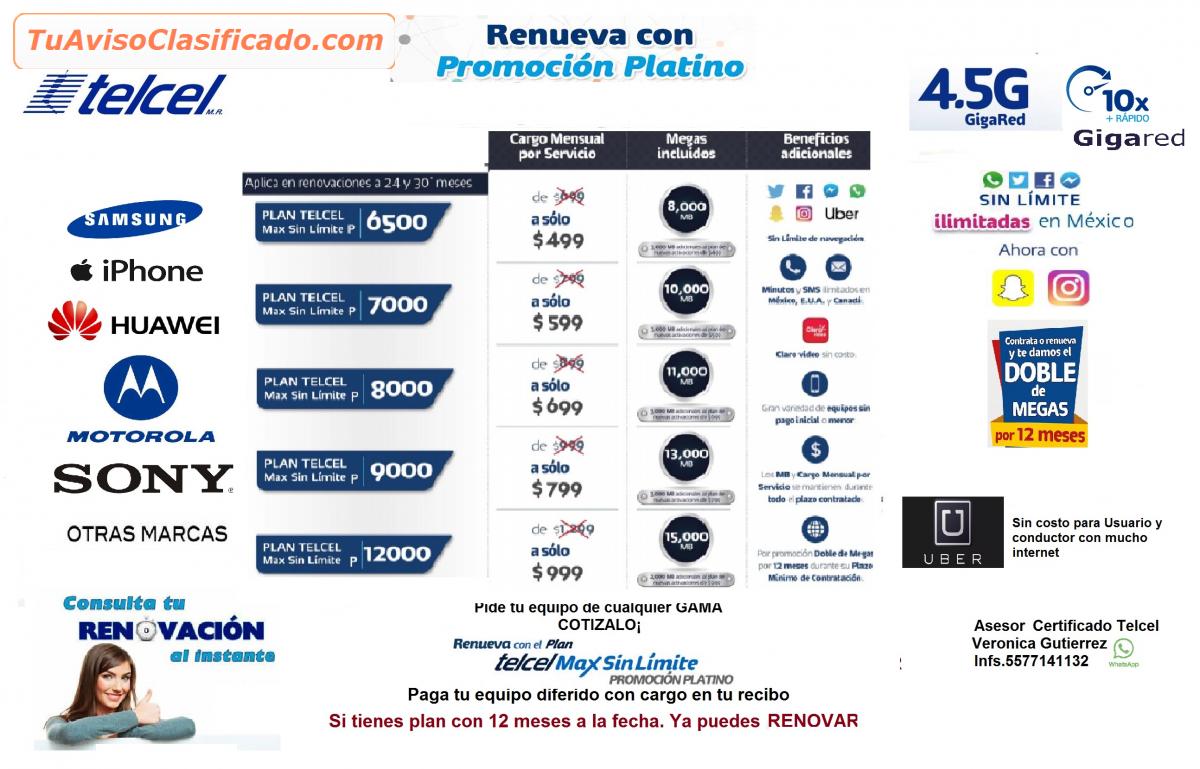 Cómo obtener equipos gratis con plan Telcel a 12 meses